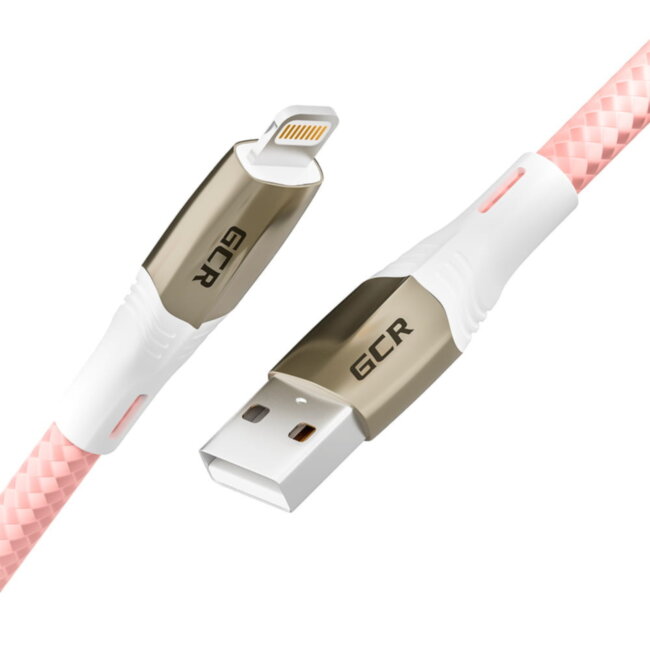 Greenconnect Кабель 1.2m для iPod, iPhone, iPad series MERCEDES, PINK NYLON, супер быстрая зарядка, MFI, GCR-52008 Greenconnect  USB 2.0 Type-AM - Lightning (m) 1.2м