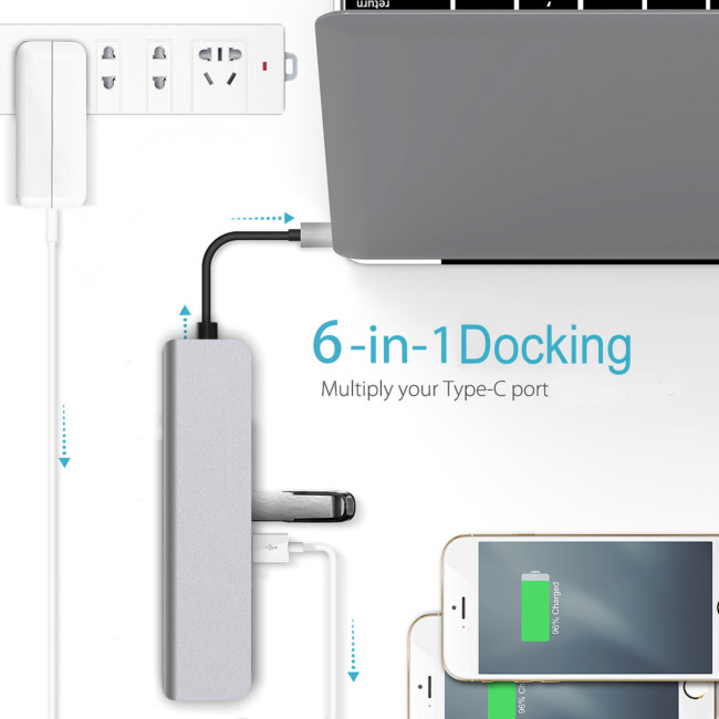 Адаптер Type-CM-->HDMI 4K*30Hz+2*USB3.0+TF+SD+PD AlumiShell, VCOM <CU4371> VCOM CU4371 Адаптер Type-CM-->HDMI 4K*30Hz+2*USB3.0+TF+SD+PD AlumiShell, VCOM <CU4371> VCOM CU4371