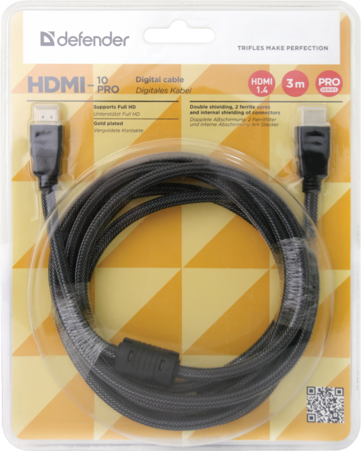 Defender Цифровой кабель HDMI-10PRO HDMI M-M, ver1.4, 3м Defender HDMI (m) - HDMI (m) 3м