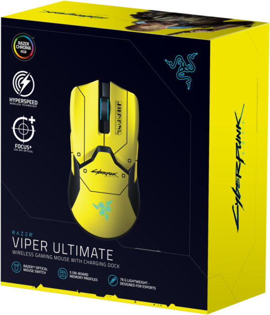 Игровая мышь Razer Viper Ultimate & Mouse Dock Cyberpunk 2077 Ed. Razer Viper Ultimate Cyberpunk 2077 Edition