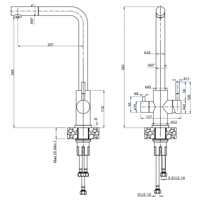 Смеситель GRANFEST GranFest GF-Z-5421 inox Смеситель GRANFEST GranFest GF-Z-5421 inox