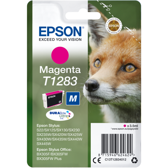 Картридж Картридж Epson I/C for S22/SX125 C13T12834012 magenta