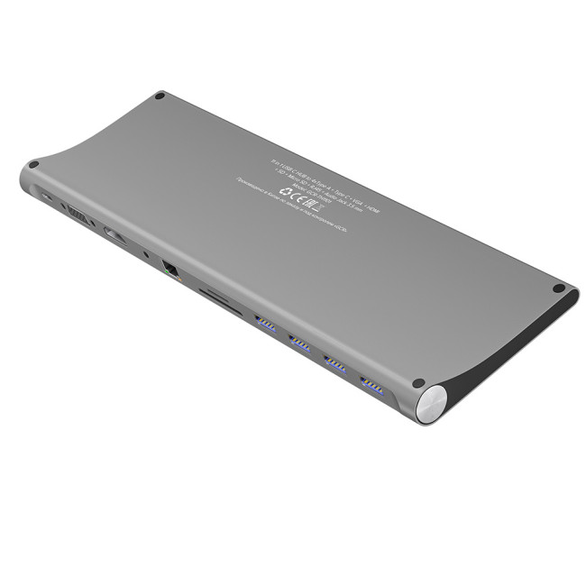 GCR Док-станция 11 в 1 Multiport Aluminum Type C 3.1 на USB 3.0 + 3 x USB 2.0 + Type C PD + HDMI 2.0 + VGA + SD/MicroSD + audio 3.5mm jack, GCR-54220 Greenconnect GCR-54220 GCR Док-станция 11 в 1 Multiport Aluminum Type C 3.1 на USB 3.0 + 3 x USB 2.0 + Type C PD + HDMI 2.0 + VGA + SD/MicroSD + audio 3.5mm jack, GCR-54220 Greenconnect GCR-54220