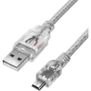 GCR Кабель 0.5m USB 2.0, AM/mini 5P, прозрачный, 28/28 AWG, экран, армированный, морозостойкий, GCR-UM1M5P-BB2S-0.5m Кабель Greenconnect 0.5 м (GCR-UM1M5P-BB2S-0.5m)