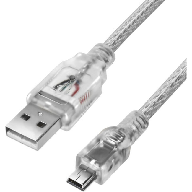 GCR Кабель 0.5m USB 2.0, AM/mini 5P, прозрачный, 28/28 AWG, экран, армированный, морозостойкий, GCR-UM1M5P-BB2S-0.5m Кабель Greenconnect 0.5 м (GCR-UM1M5P-BB2S-0.5m)