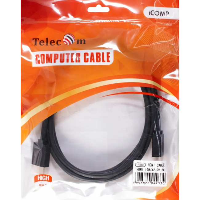 Кабель HDMI-19M --- HDMI-19M ver 2.0+3D/Ethernet ,2m Telecom <TCG215-2M> VCOM TCG215-2M Кабель HDMI-19M --- HDMI-19M ver 2.0+3D/Ethernet ,2m Telecom <TCG215-2M> VCOM TCG215-2M