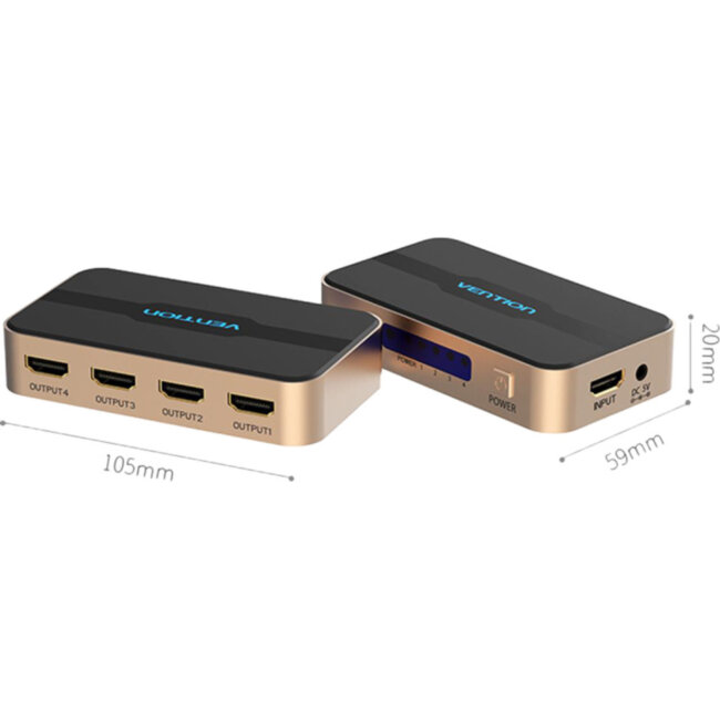 Разветвитель - сплиттер Vention HDMI 19F/4x19F на 4 монитора Vention ACCG0 Разветвитель - сплиттер Vention HDMI 19F/4x19F на 4 монитора Vention ACCG0
