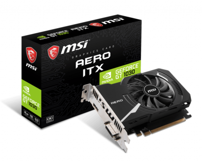 Видеокарта MSI GeForce GT 1030 AERO ITX 2GD4 OC Видеокарта MSI GeForce GT 1030 AERO ITX 2GD4 OC