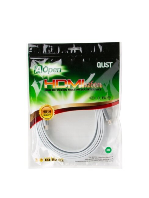 Кабель HDMI 19M/M ver 2.0, 3M, Aopen/Qust <ACG568F-S-3M> серебряно-белый Flat Aopen HDMI (m)- HDMI (m) 3м Кабель HDMI 19M/M ver 2.0, 3M, Aopen/Qust <ACG568F-S-3M> серебряно-белый Flat Aopen HDMI (m)- HDMI (m) 3м