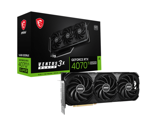 Видеокарта MSI GeForce RTX 4070 Ti SUPER 16G VENTUS 3X BLACK OC Видеокарта MSI GeForce RTX 4070 Ti SUPER 16G VENTUS 3X BLACK OC