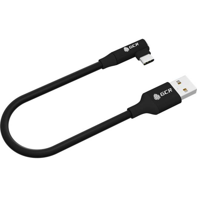 GCR Кабель PREMIUM 0.7m TypeC угловой, черный, AL case черный, 28/24 AWG Кабель Greenconnect 0.7 м (GCR-53435)