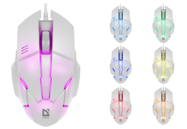 Defender Проводная оптическая мышь Host MB-982 7цветов,1000 dpi,белый Defender Host MB-982