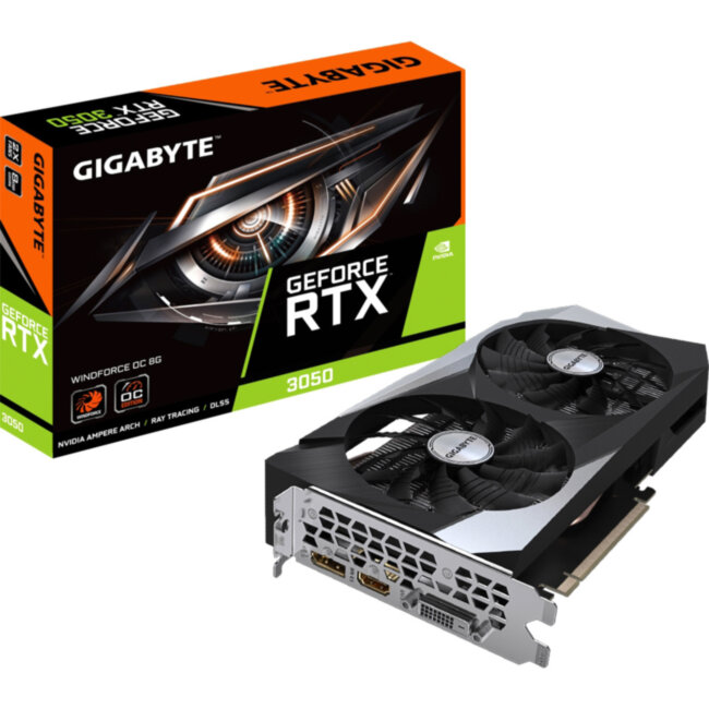 Видеокарта GeForce RTX 3050 WINDFORCE (GV-N3050WF2OC-8GD) Видеокарта GeForce RTX 3050 WINDFORCE (GV-N3050WF2OC-8GD)