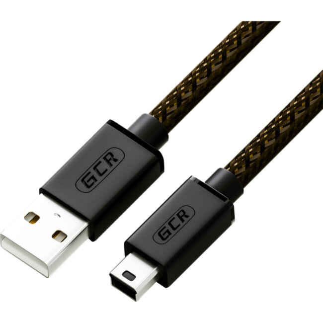 GCR Кабель PROF 2.0m USB 2.0, AM/mini 5P, черно-прозрачный, 28/24 AWG, экран, армированный, морозостойкий, GCR-50920 Кабель Greenconnect 2 м (GCR-50920)