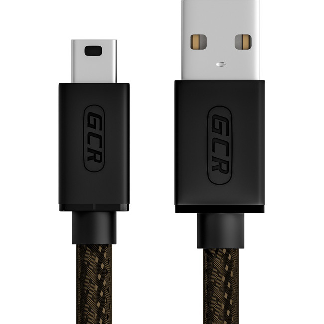GCR Кабель PROF 2.0m USB 2.0, AM/mini 5P, черно-прозрачный, 28/24 AWG, экран, армированный, морозостойкий, GCR-50920 Кабель Greenconnect 2 м (GCR-50920)