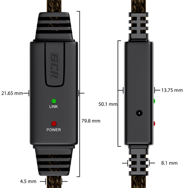 GCR Кабель активный 15.0m USB 2.0, AM/mini 5P, черно-прозрачный, с усилителем сигнала, разъём для доп.питания, 28/24 AWG, GCR-UM2M5P1-BD2S-15.0m Greenconnect  USB 2.0 Type-AM - miniUSB 15м