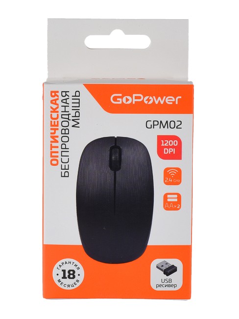 Мышь Мышь беспроводная GoPower GPM02 (00-00030985)