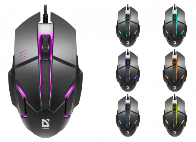 Defender Проводная оптическая мышь Host MB-982 7цветов,1000 dpi,черный Defender Host MB-982