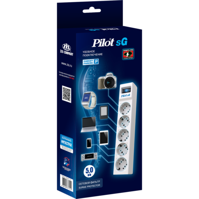 Сетевой фильтр ZIS Pilot sG (5 м, 5 розеток)