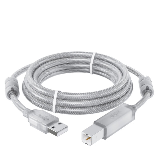GCR Кабель PROF 5.0m USB 2.0, AM/BM, прозрачный, ферритовые кольца, 28/24 AWG, экран, армированный, морозостойкий, GCR-52426 Greenconnect USB 2.0 Type-AM - USB 2.0 Type-BM 5м