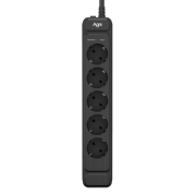 Сетевой фильтр AGNI плоский TP-FS5E-5m-black, 5 розеток Schuko, чёрный, кабель 5 метров, мощность нагрузки 4000 Вт, 16А, заземление, защита от короткого замыкания, сечение кабеля 3 х 1.5 кв.мм., размер 324x59x39 мм. AGNI TP-FS5E-5m-black Сетевой фильтр AGNI плоский TP-FS5E-5m-black, 5 розеток Schuko, чёрный, кабель 5 метров, мощность нагрузки 4000 Вт, 16А, заземление, защита от короткого замыкания, сечение кабеля 3 х 1.5 кв.мм., размер 324x59x39 мм. AGNI TP-FS5E-5m-black