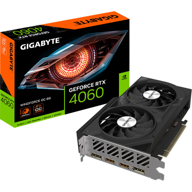Видеокарта GIGABYTE GeForce RTX 4060 Windforce OC 8G (GV-N4060WF2OC-8GD) Видеокарта GIGABYTE GeForce RTX 4060 Windforce OC 8G (GV-N4060WF2OC-8GD)