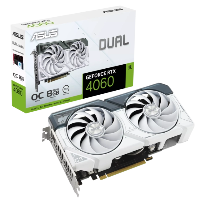 Видеокарта DUAL-RTX4060-O8G-WHITE (90YV0JC2-M0NA00) Видеокарта DUAL-RTX4060-O8G-WHITE (90YV0JC2-M0NA00)