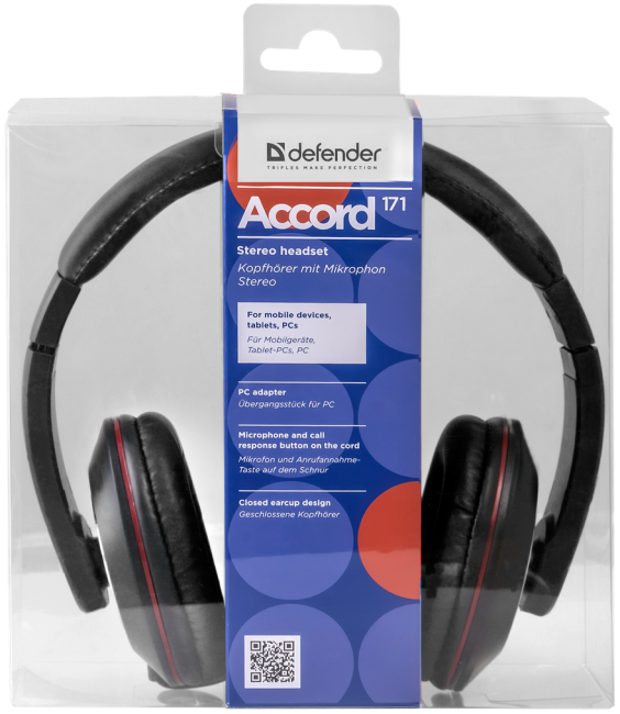 Defender Гарнитура для смартфонов Accord 171 черный, кабель 1,2 м Defender Accord 17 Defender Гарнитура для смартфонов Accord 171 черный, кабель 1,2 м Defender Accord 17