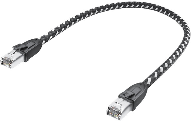 GCR Патч-корд PROF прямой 5.0m, UTP медь кат.6, STRONG черно-белый нейлон, ethernet high speed 10 Гбит/с, T568B, GCR-52779 Greenconnect RJ45(m) - RJ45(m) Cat. 6 UTP нейлон 5.0м чёрно-белый