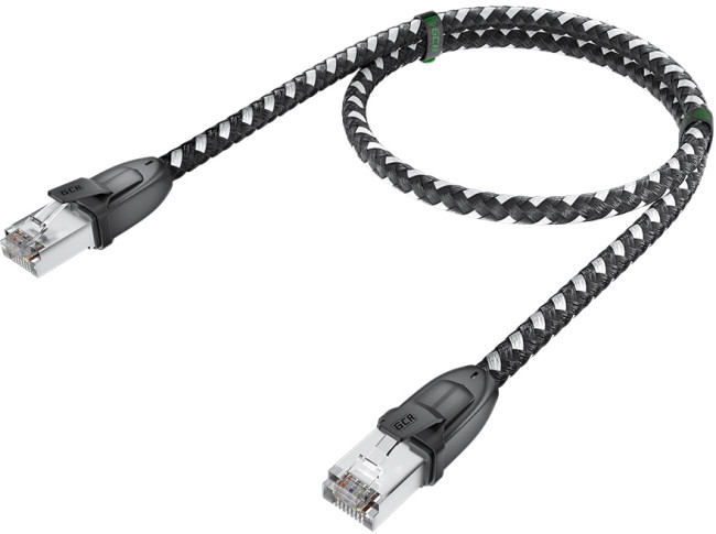 GCR Патч-корд PROF прямой 5.0m, UTP медь кат.6, STRONG черно-белый нейлон, ethernet high speed 10 Гбит/с, T568B, GCR-52779 Greenconnect RJ45(m) - RJ45(m) Cat. 6 UTP нейлон 5.0м чёрно-белый