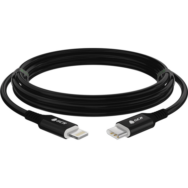 GCR Кабель PREMIUM 2.0m TypeC/Lightning MFI POWER DELIVERY 18 W, быстрая зарядка, черный силикон, AL case черный, черный ПВХ Кабель Greenconnect 2 м (GCR-53746)