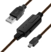 Greenconnect Кабель активный USB 2.0 10.0m Premium GCR-UM2M5P1-BD2S-10.0m, AM / mini 5P, 28/24 AWG экран, армированный, морозостойкий, с усилителем и разъёмом для доп.питания, черно-прозрачный Greenconnect  USB 2.0 Type-AM - miniUSB 10м