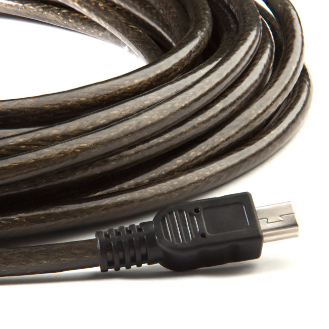 Greenconnect Кабель активный USB 2.0 10.0m Premium GCR-UM2M5P1-BD2S-10.0m, AM / mini 5P, 28/24 AWG экран, армированный, морозостойкий, с усилителем и разъёмом для доп.питания, черно-прозрачный Greenconnect  USB 2.0 Type-AM - miniUSB 10м