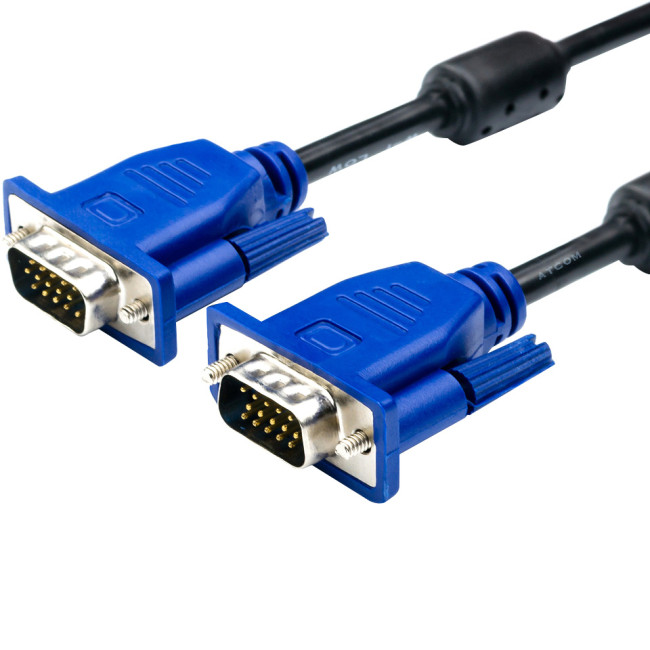 Кабель VGA 1.5 m (2 феррита, черно-синий, в пакете) 1080P ATcom AT8001