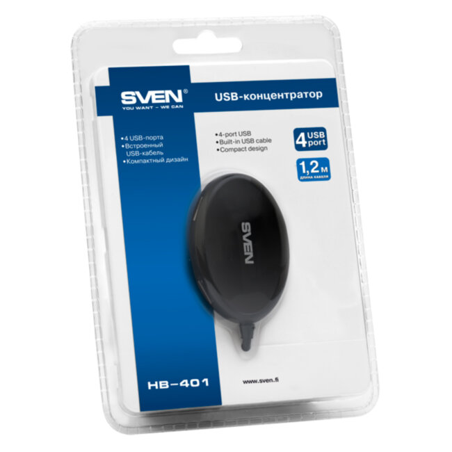USB-концентратор SVEN HB-401, black SVEN HB-401 Black USB-концентратор SVEN HB-401, black SVEN HB-401 Black