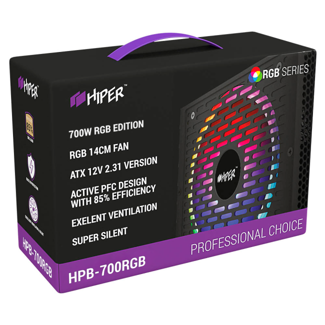 блок питания для ПК 700 Ватт HIPER HPB-700RGB