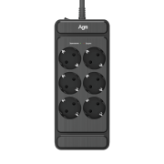 Сетевой фильтр AGNI плоский TP-FS6E-3m-black, 6 розеток Schuko, чёрный, кабель 3 метра, мощность нагрузки 4000 Вт, 16А, заземление, защита от короткого замыкания, сечение кабеля 3 х 1.5 кв.мм., размер 236х101х40 мм. AGNI TP-FS6E-3m-black Сетевой фильтр AGNI плоский TP-FS6E-3m-black, 6 розеток Schuko, чёрный, кабель 3 метра, мощность нагрузки 4000 Вт, 16А, заземление, защита от короткого замыкания, сечение кабеля 3 х 1.5 кв.мм., размер 236х101х40 мм. AGNI TP-FS6E-3m-black