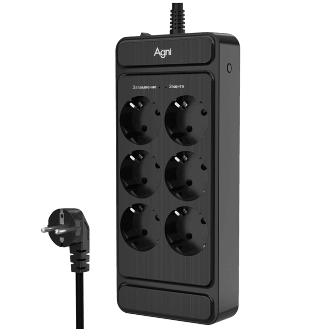 Сетевой фильтр AGNI плоский TP-FS6E-3m-black, 6 розеток Schuko, чёрный, кабель 3 метра, мощность нагрузки 4000 Вт, 16А, заземление, защита от короткого замыкания, сечение кабеля 3 х 1.5 кв.мм., размер 236х101х40 мм. AGNI TP-FS6E-3m-black Сетевой фильтр AGNI плоский TP-FS6E-3m-black, 6 розеток Schuko, чёрный, кабель 3 метра, мощность нагрузки 4000 Вт, 16А, заземление, защита от короткого замыкания, сечение кабеля 3 х 1.5 кв.мм., размер 236х101х40 мм. AGNI TP-FS6E-3m-black