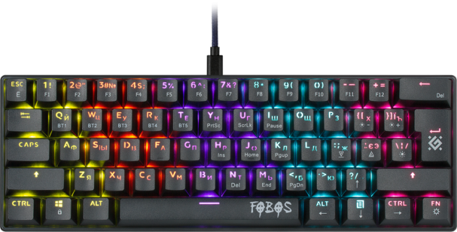 Defender Механическая клавиатура Fobos GK-011 RU,61 кнопка,Bluetooth,радужн Defender 45011
