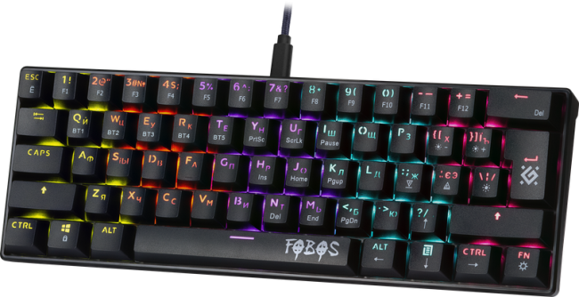 Defender Механическая клавиатура Fobos GK-011 RU,61 кнопка,Bluetooth,радужн Defender 45011
