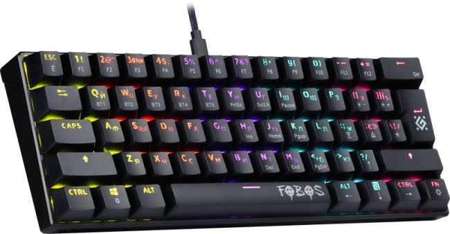 Defender Механическая клавиатура Fobos GK-011 RU,61 кнопка,Bluetooth,радужн Defender 45011