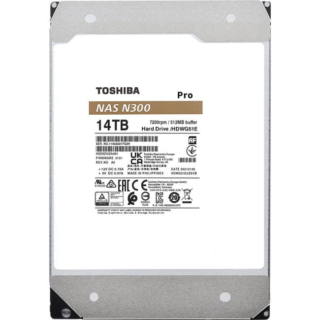 Жесткий диск Toshiba N300 Pro NAS 14Tb (HDWG51EXZSTB) Жесткий диск Toshiba N300 Pro NAS 14Tb (HDWG51EXZSTB)