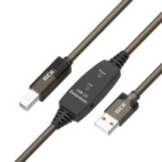 GCR Кабель активный 7.5m USB 2.0, AM/BM, черно-прозрачный, с усилителем сигнала, разъём для доп.питания, 28/24 AWG Greenconnect GCR-53782