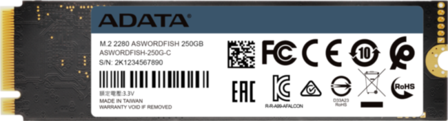 Твердотельный накопитель ADATA SWORDFISH ASWORDFISH-250G-C