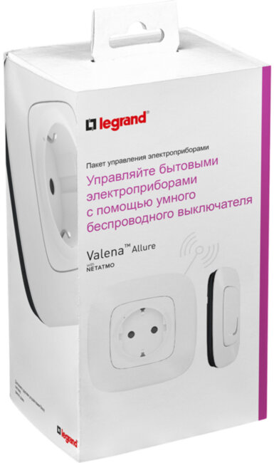 VLN-a БЕЛ Пакет упр.быт.эл-пр. Умная розетка Legrand с дистанционным управлением серия Valena Allure with NETATMO, Цвет Белый. Готовое решение для управления бытовыми электроприборами. Состоит: Умная розетка с заземлением, 16А, 230В + Умный беспроводной 1 VLN-a БЕЛ Пакет упр.быт.эл-пр. Умная розетка Legrand с дистанционным управлением серия Valena Allure with NETATMO, Цвет Белый. Готовое решение для управления бытовыми электроприборами. Состоит: Умная розетка с заземлением, 16А, 230В + Умный беспроводной 1