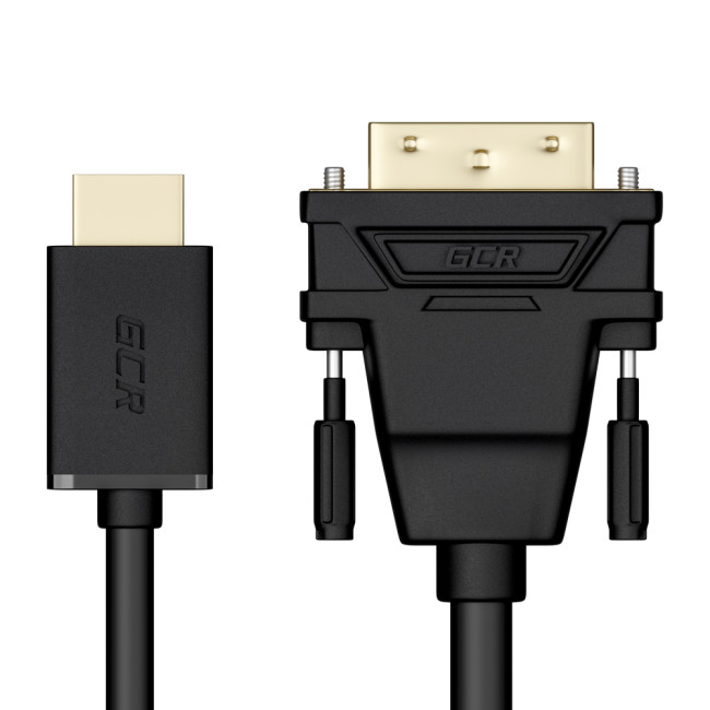 GCR Кабель 20.0m HDMI-DVI черный, OD8.0mm, 28 AWG, позолоченные контакты, 19M / 25M Dual Link, тройной экран Greenconnect HDMI (m) - DVI-D (m) черный 20м