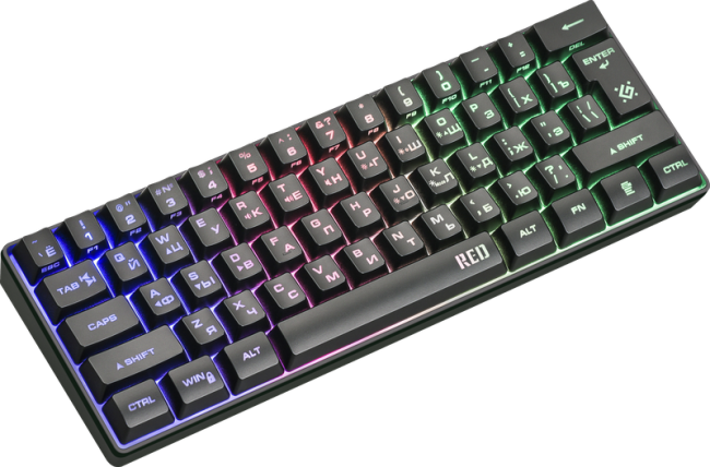 Defender Проводная игровая клавиатура Red GK-116 RU,радужная подсветка,61кнопка Defender 45117