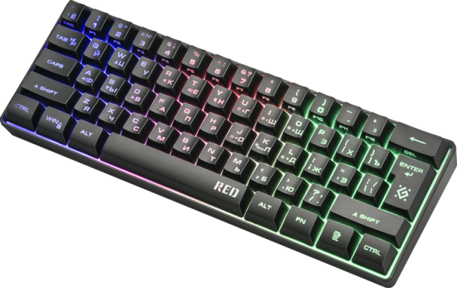Defender Проводная игровая клавиатура Red GK-116 RU,радужная подсветка,61кнопка Defender 45117