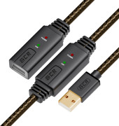 GCR Удлинитель активный 20.0m(10m+10M) USB 2.0 AM/AF GOLD с 2-мя усилителями сигнала Premium, 24/22 AWG, 44-050596 Greenconnect USB 2.0 Type-AM - USB 2.0 Type-AF 20м
