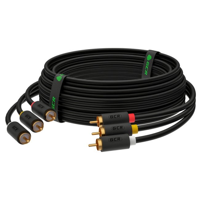 GCR Кабель 3.0m аудио 3 х RCA / 3 х RCA , GOLD, черный, GCR-51821 Greenconnect 3 х RCA - 3 х RCA 3м чёрный
